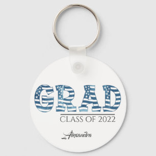 Stylischer US Flag Custom Text Abschluss Schlüsselanhänger