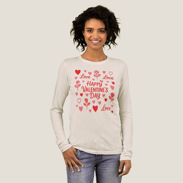 Stylischer Valentinstag  Tri-Blend Shirt (Volle Vorderseite)