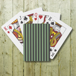 Stylischer Vintage-Oliv-Sage-Grün-Schwarz-3D-Strei Spielkarten