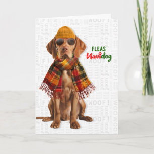 Stylischer Vizsla-Hund Lustige Flöhe Navidog Weihn Feiertagskarte