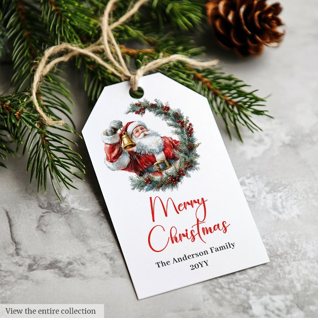 Stylischer Weihnachtsmann-Trend-Editierbare-Weihna Geschenkanhänger (Chic Santa Claus Trendy Editable Christmas Gift Tag)