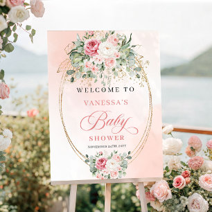 Stylisches Bohemian-Blush-Rosen-Baby-Shower-Willko Poster