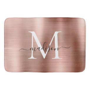 Stylisches Chic Rose Gold Steel Metal Monogram Scr Badematte
