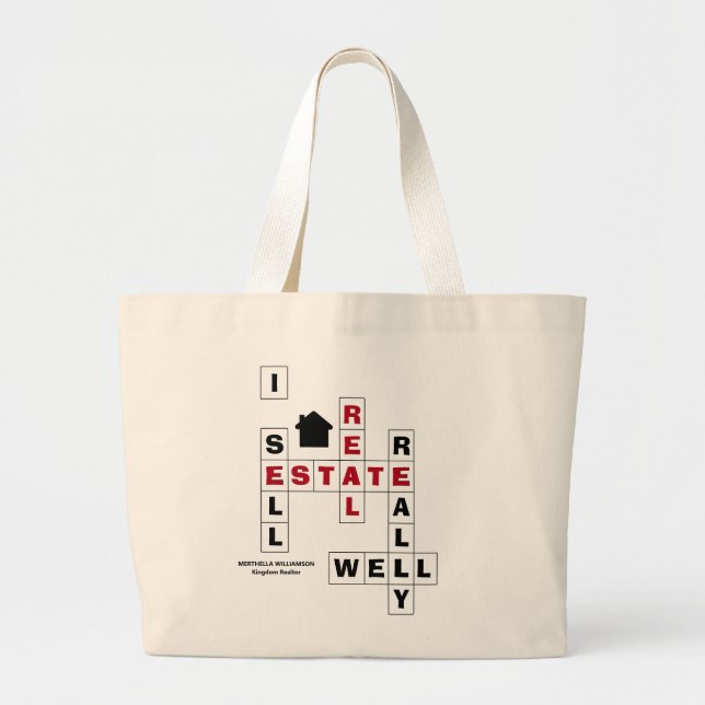Stylisches Crossword I SELL REAL ANWESEN Personali Jumbo Stoffbeutel (Vorne)