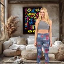 Stylisches Denim Patchwork, in Blauer und Roter be