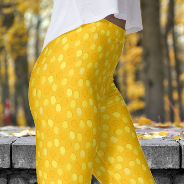 Stylisches Gelb und Mikado Polka Dot Pattern Leggings (Yellow on Mikado Yellow Leggings)