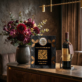 Stylisches Gold Black Logo QR Code Business Sockelschild