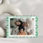 Stylisches Green Blue Mid Mod Custom Foto<br><div class="desc">Stilvolles Mod-Muster aus dem Mittelalter in der Green und Blue Custom Foto Holiday Card</div>