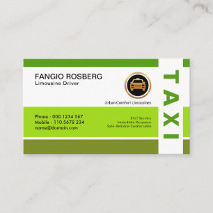 Stylisches Green Simple Beruflich Modern Taxi Visitenkarte