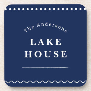Stylisches Haus am See in Navyblau Getränkeuntersetzer
