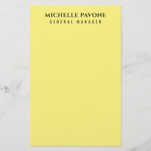 Stylisches hellgelbes einfaches professionelles De Briefpapier