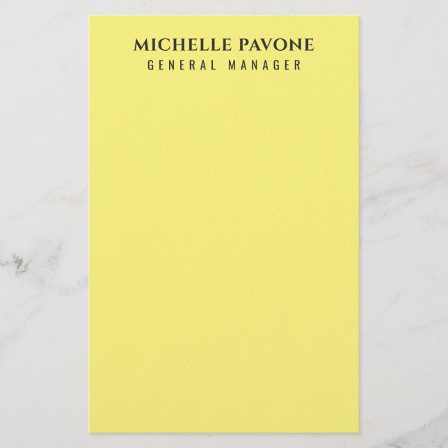 Stylisches hellgelbes einfaches professionelles De Briefpapier (Vorderseite)