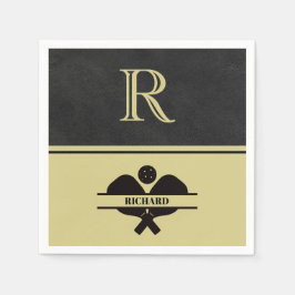 Stylisches Leder Texturierte Monogram Name Black G Serviette