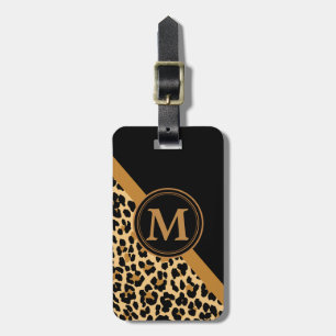 Stylisches Leopard Print Custom Monogram Gepäckanhänger