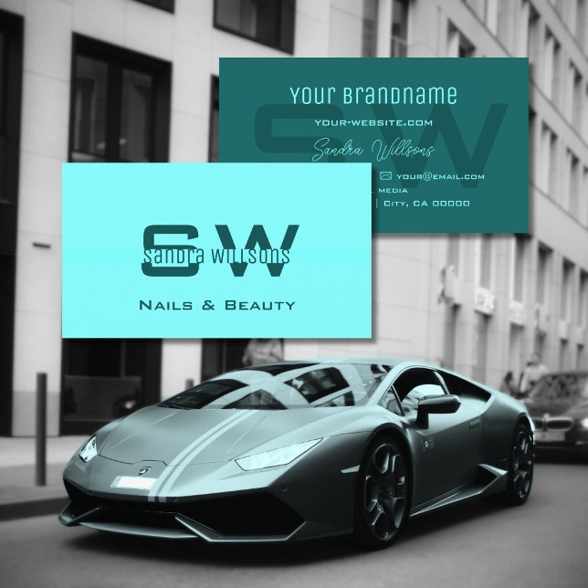 Stylisches Licht und Dunkel Aquamarin Einfach mit  Visitenkarte (Von Creator hochgeladen)