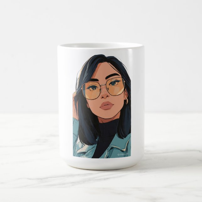 Stylisches Mädchen Illustration | Trendige Mode  Kaffeetasse (Mittel)