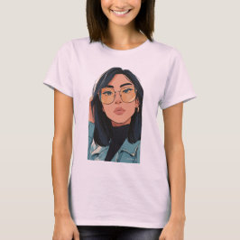 Stylisches Mädchen Illustration | Trendige Mode T-Shirt