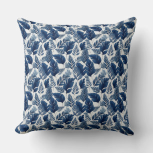 Stylisches Navy- und Weißes Botanisches Kissen