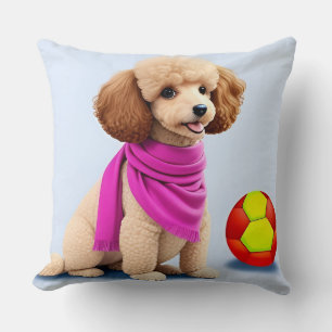 Stylisches Poodle Wearing Pink Scarf Kissen