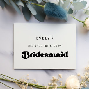 Stylisches Retro Bridesmaid danke Ihnen Textkarte Einladung