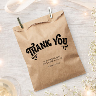 Stylisches Retro-Schwarz & Craft-Hochzeit Geschenktütchen