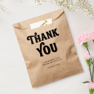 Stylisches Retro-Schwarz & Craft-Hochzeit Geschenktütchen