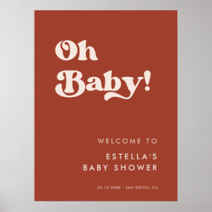 Stylisches Retro-Terrakotta Oh Baby Poster