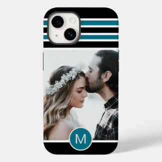 Stylisches, schwarz Streifen Monogram Custom Foto Case-Mate iPhone 14 Hülle