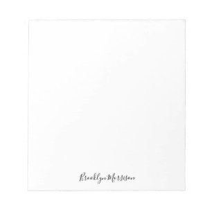 Stylisches schwarzes benutzerdefiniertes Skriptnam Notizblock