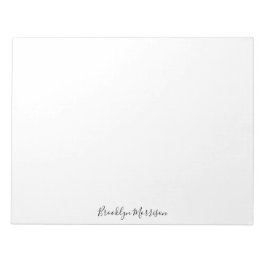 Stylisches schwarzes benutzerdefiniertes Skriptnam Notizblock