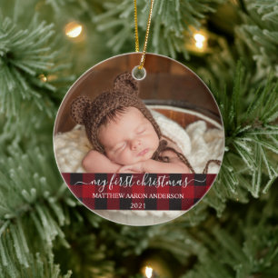 Stylisches Script Mein erstes Weihnachtsbaby Karie Keramik Ornament