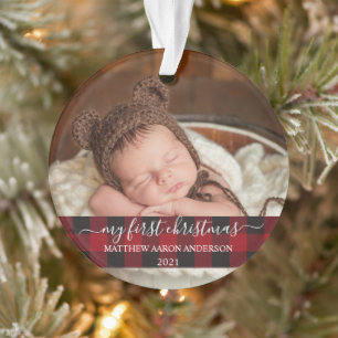 Stylisches Script Mein erstes Weihnachtsbaby Karie Ornament