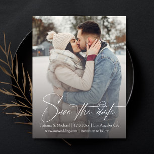 stylisches Signaturskriptfade-Foto Save the Date Postkarte