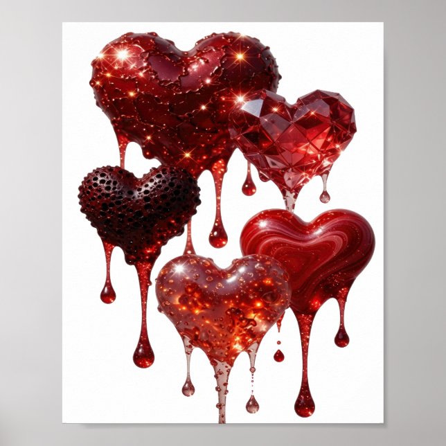 Stylisches Silber HERZEN AUS GLITTER Poster (Vorne)