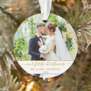 Stylisches Skript Unser erstes Weihnachtsgold und  Ornament