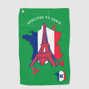 Stylisches SÜCHTIG NACH PARIS Monogramm Golfhandtuch