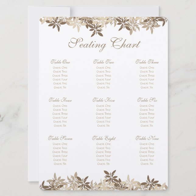 Stylisches Tan- und Braunfloralzeichen-Blätter Einladung (Rückseite)