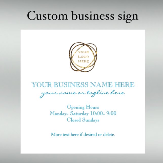 Stylisches türkisfarbenes Aquamarines Logo für kun Fensteraufkleber (Customize this template for the perfect aqua modern script sign. Add logo and business name.)