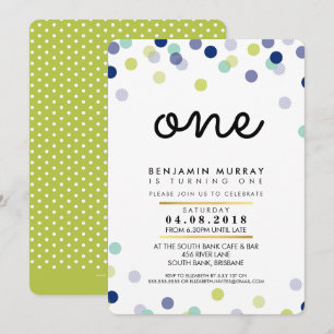 STYLISH 1. Geburtstag Party INVITE Helle Junge Spo Einladung