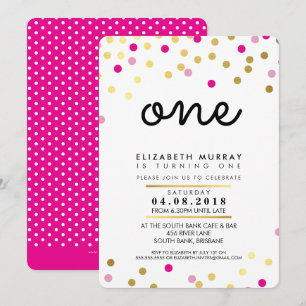 STYLISH 1. Geburtstagsfeier Party INVITE Rosa Gold Einladung
