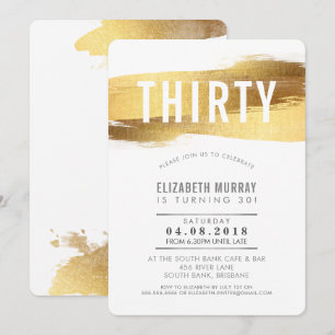 STYLISH 30. Geburtstag INVITE Imitats Goldschub Einladung