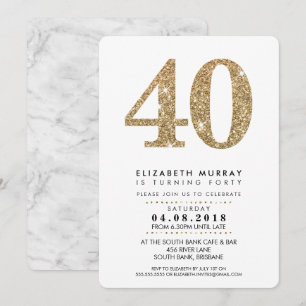 STYLISH 40. Geburtstag Party INVITE Gold Glitzer 4 Einladung