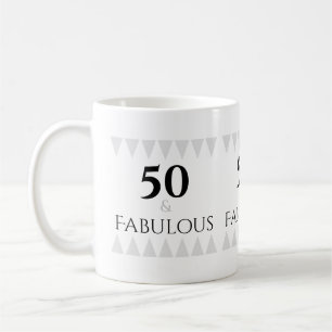 Stylish 50 & Fabulous Silver Black Typografy Kaffeetasse