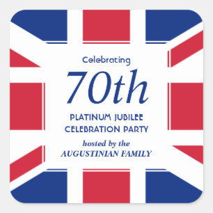 Stylish 70. Platinum Jubilee UNION JACK Quadratischer Aufkleber