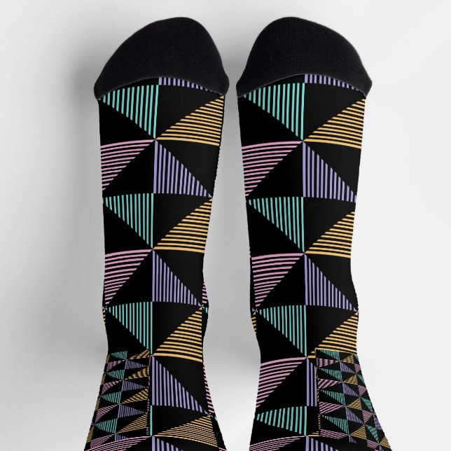 Stylish Abstract Geometric Print – Modern Trendy Socken (Oben)