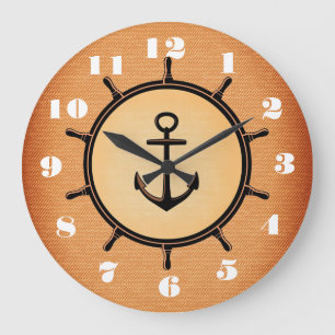 Stylish and Beautiful Anchor and Wheel Nautical Große Wanduhr