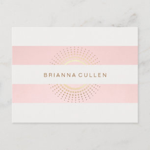 Stylish and Elegant Striped Pink and Gold Circles Postkarte