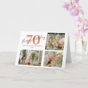 stylish Any Age Birthday 3 Photo Collage Karte