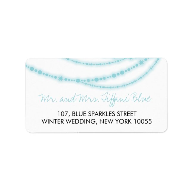 Stylish Aqua Glitzern Glow Strands Wedding Address Adressaufkleber (Vorne)