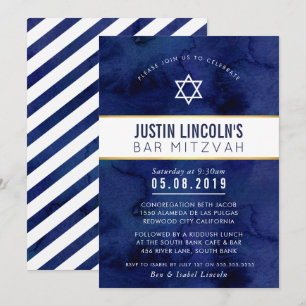 STYLISH BAR MITZVAH Klassisches Mindest-Marinebold Einladung